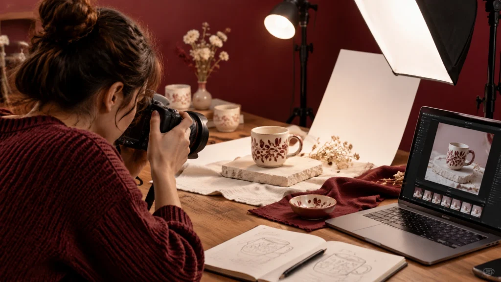 photographing handmade work for portfolio
